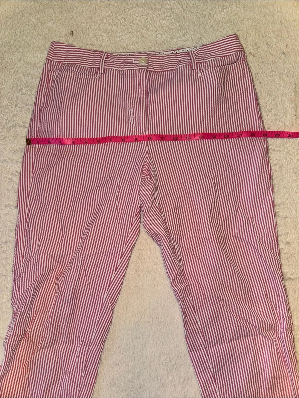 Talbots Perfect Skimmer 100% Cotton Pink & White Striped Capri Pants 🎀